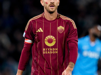 Lorenzo Pellegrini of AS Roma looks on during the serie Serie A Enilive match between SSC Napoli and AS Roma at Stadio Diego Armando Maradon...