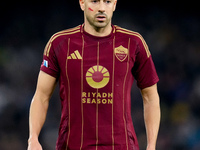 Stephan El Shaarawy of AS Roma looks on during the serie Serie A Enilive match between SSC Napoli and AS Roma at Stadio Diego Armando Marado...