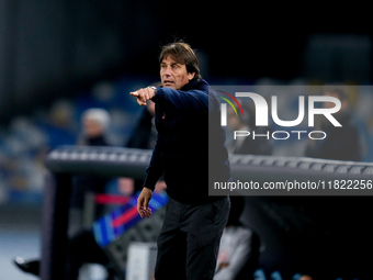 Antonio Conte Head Coach of SSC Napoli gestures during the serie Serie A Enilive match between SSC Napoli and AS Roma at Stadio Diego Armand...