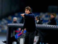 Antonio Conte Head Coach of SSC Napoli gestures during the serie Serie A Enilive match between SSC Napoli and AS Roma at Stadio Diego Armand...