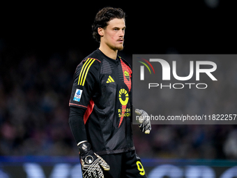 Mile Svilar of AS Roma looks on during the serie Serie A Enilive match between SSC Napoli and AS Roma at Stadio Diego Armando Maradona on No...