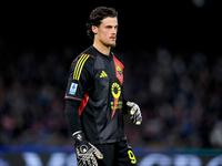 Mile Svilar of AS Roma looks on during the serie Serie A Enilive match between SSC Napoli and AS Roma at Stadio Diego Armando Maradona on No...