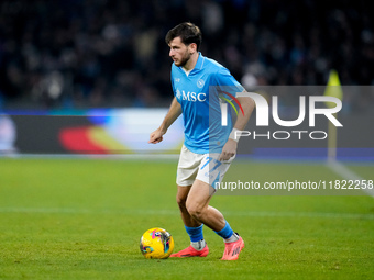 Khvicha Kvaratskhelia of SSC Napoli during the serie Serie A Enilive match between SSC Napoli and AS Roma at Stadio Diego Armando Maradona o...