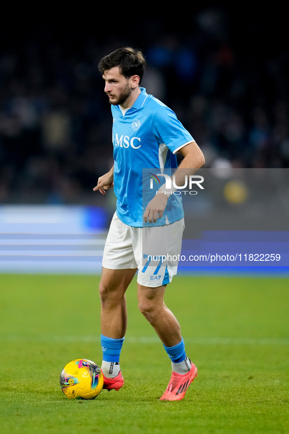 Khvicha Kvaratskhelia of SSC Napoli during the serie Serie A Enilive match between SSC Napoli and AS Roma at Stadio Diego Armando Maradona o...