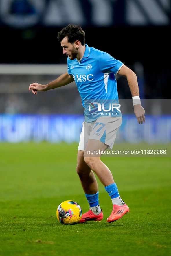 Khvicha Kvaratskhelia of SSC Napoli during the serie Serie A Enilive match between SSC Napoli and AS Roma at Stadio Diego Armando Maradona o...