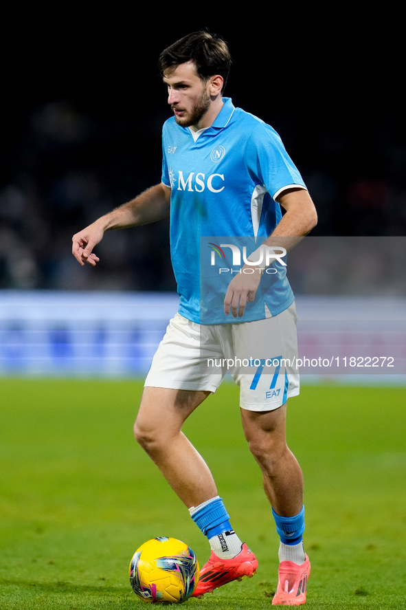 Khvicha Kvaratskhelia of SSC Napoli during the serie Serie A Enilive match between SSC Napoli and AS Roma at Stadio Diego Armando Maradona o...