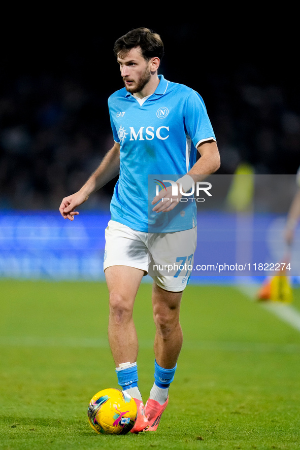 Khvicha Kvaratskhelia of SSC Napoli during the serie Serie A Enilive match between SSC Napoli and AS Roma at Stadio Diego Armando Maradona o...