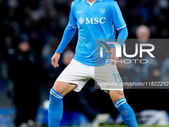 Amir Rrahmani of SSC Napoli during the serie Serie A Enilive match between SSC Napoli and AS Roma at Stadio Diego Armando Maradona on Novemb...