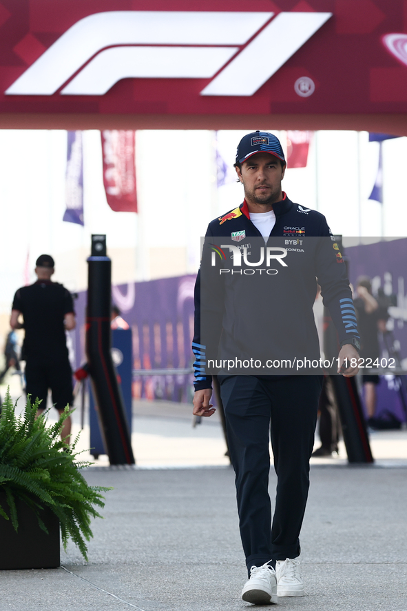 Sergio Perez of Red Bull Racing before Sprint ahead of the Formula 1 Grand Prix of Qatar at Lusail International Circuit in Lusail, Qatar on...