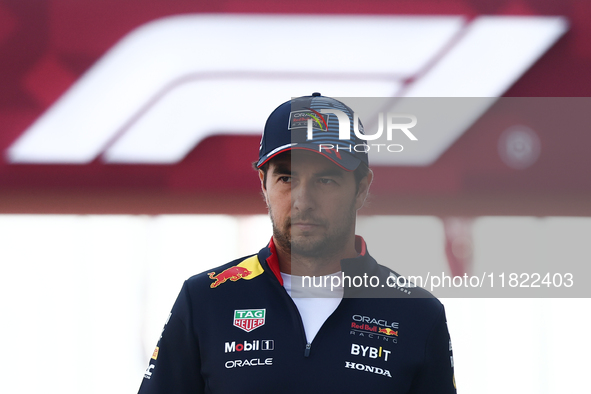 Sergio Perez of Red Bull Racing before Sprint ahead of the Formula 1 Grand Prix of Qatar at Lusail International Circuit in Lusail, Qatar on...