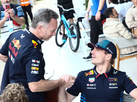 Christian Horner and Max Verstappen of Red Bull Racing before Sprint ahead of the Formula 1 Grand Prix of Qatar at Lusail International Circ...