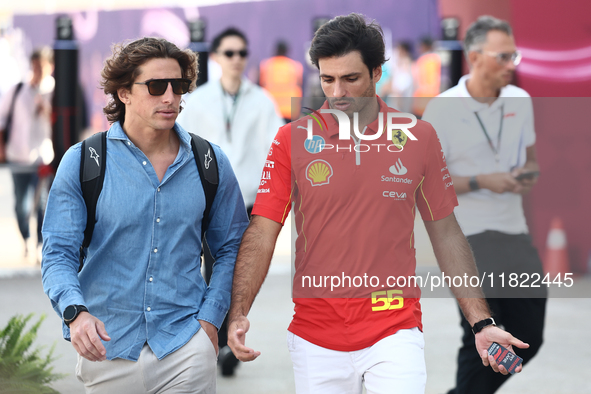 Carlos Sainz of Ferrari before Sprint ahead of the Formula 1 Grand Prix of Qatar at Lusail International Circuit in Lusail, Qatar on Novembe...