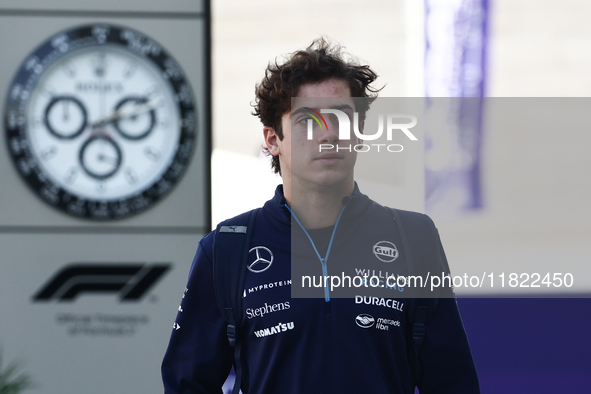 Franco Colapinto of Wiliams before Sprint ahead of the Formula 1 Grand Prix of Qatar at Lusail International Circuit in Lusail, Qatar on Nov...