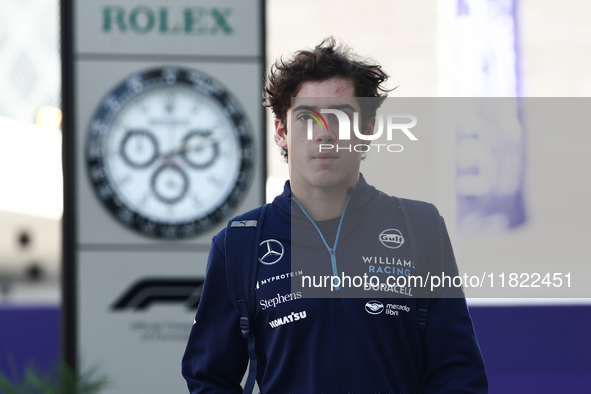 Franco Colapinto of Wiliams before Sprint ahead of the Formula 1 Grand Prix of Qatar at Lusail International Circuit in Lusail, Qatar on Nov...