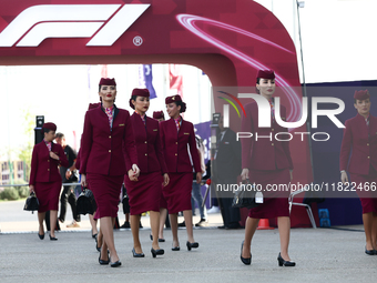 Qatar Airways crew before Sprint ahead of the Formula 1 Grand Prix of Qatar at Lusail International Circuit in Lusail, Qatar on November 30,...