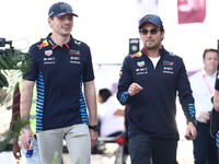 Max Verstappen and Sergio Perez of Red Bull Racing before Sprint ahead of the Formula 1 Grand Prix of Qatar at Lusail International Circuit...