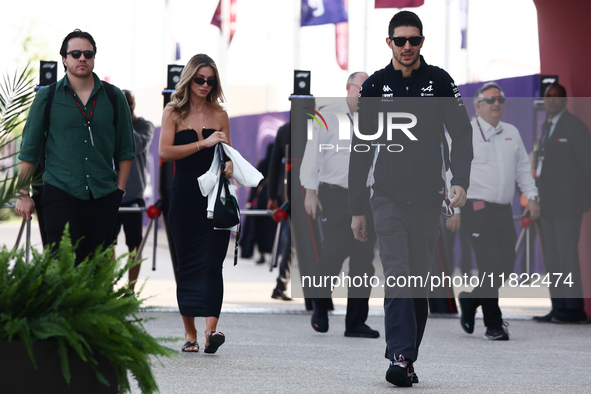 Flavy Barla and Esteban Ocon of Alpine before Sprint ahead of the Formula 1 Grand Prix of Qatar at Lusail International Circuit in Lusail, Q...