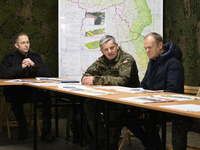 From left to right: Deputy Minister of National Defense Cezary Tomczyk, Gen. Marek Wawrzyniak, and Prime Minister Donald Tusk participate in...