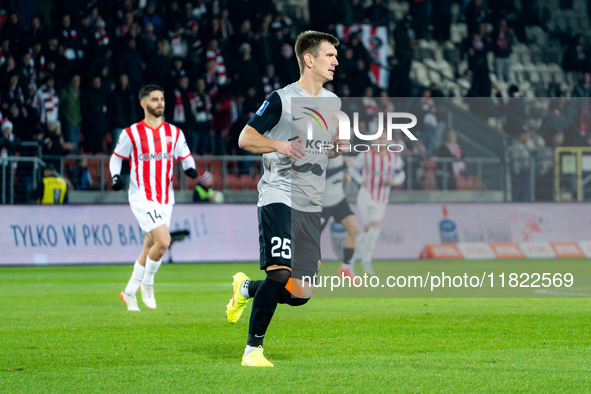 Michal Nalepa participates in the game between KS Cracovia and Zaglebie Lubin in Krakow, Poland, on November 29, 2024. This is a PKO BP Ekst...