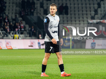 Marek Mroz participates in the game between KS Cracovia and Zaglebie Lubin in Krakow, Poland, on November 29, 2024. This is a PKO BP Ekstrak...