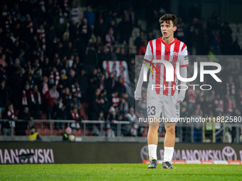 Fabian Bzdyl participates in the game between KS Cracovia and Zaglebie Lubin in Krakow, Poland, on November 29, 2024. This is a PKO BP Ekstr...