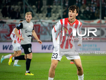 Fabian Bzdyl participates in the game between KS Cracovia and Zaglebie Lubin in Krakow, Poland, on November 29, 2024. This is a PKO BP Ekstr...