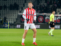 Benjamin Kallman participates in the game between KS Cracovia and Zaglebie Lubin in Krakow, Poland, on November 29, 2024. This is a PKO BP E...