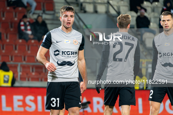 Igor Orlikowski participates in the game between KS Cracovia and Zaglebie Lubin in Krakow, Poland, on November 29, 2024. This is a PKO BP Ek...