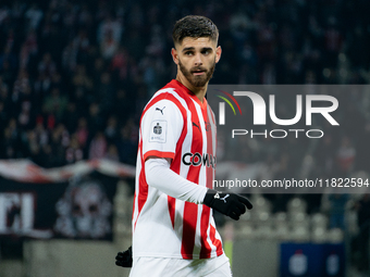 Ajdin Hasic participates in the game between KS Cracovia and Zaglebie Lubin in Krakow, Poland, on November 29, 2024. This is a PKO BP Ekstra...