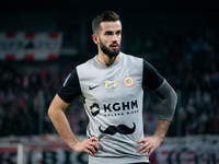 Mateusz Wdowiak participates in the game between KS Cracovia and Zaglebie Lubin in Krakow, Poland, on November 29, 2024. This is a PKO BP Ek...