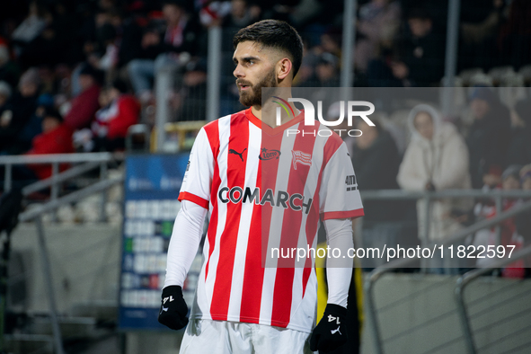 Ajdin Hasic participates in the game between KS Cracovia and Zaglebie Lubin in Krakow, Poland, on November 29, 2024. This is a PKO BP Ekstra...