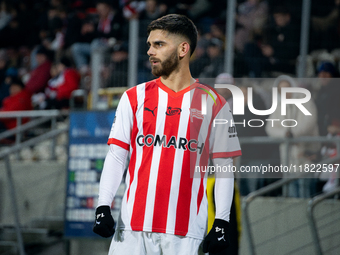 Ajdin Hasic participates in the game between KS Cracovia and Zaglebie Lubin in Krakow, Poland, on November 29, 2024. This is a PKO BP Ekstra...