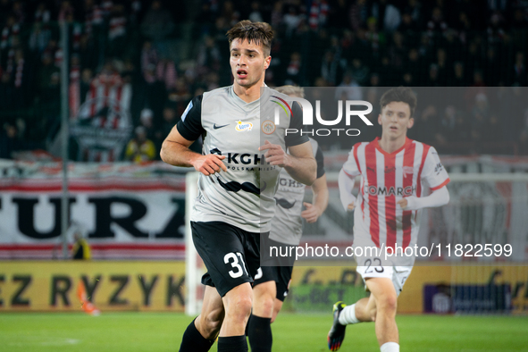 Igor Orlikowski participates in the game between KS Cracovia and Zaglebie Lubin in Krakow, Poland, on November 29, 2024. This is a PKO BP Ek...