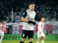 Damian Dabrowski participates in the game between KS Cracovia and Zaglebie Lubin in Krakow, Poland, on November 29, 2024. This is a PKO BP E...