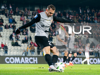 Bartosz Kopacz participates in the game between KS Cracovia and Zaglebie Lubin in Krakow, Poland, on November 29, 2024. This is a PKO BP Eks...