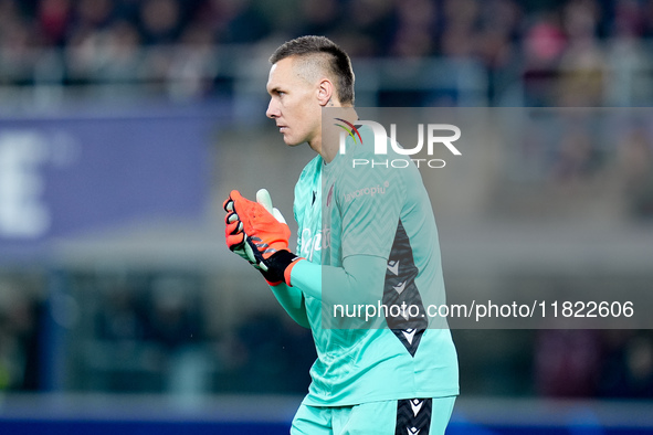 Lukasz Skorupski of Bologna FC during the UEFA Champions League 2024/25 League Phase MD5 match between Bologna FC and LOSC Lille at Stadio R...