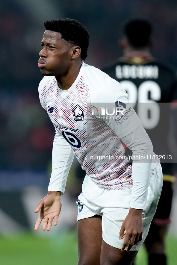 Jonathan David of LOSC Lille reacts during the UEFA Champions League 2024/25 League Phase MD5 match between Bologna FC and LOSC Lille at Sta...