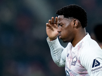 Jonathan David of LOSC Lille reacts during the UEFA Champions League 2024/25 League Phase MD5 match between Bologna FC and LOSC Lille at Sta...