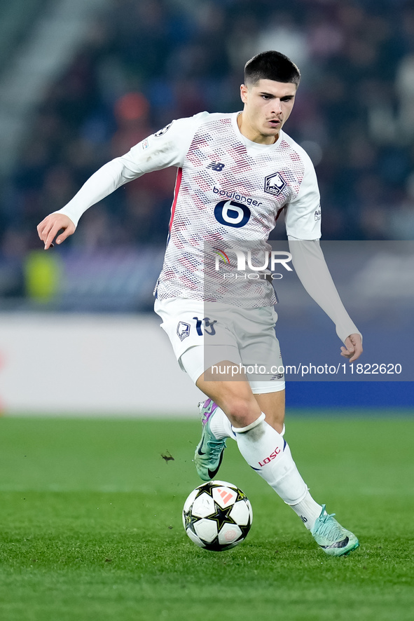 Matias Fernandez-Pardo of LOSC Lille during the UEFA Champions League 2024/25 League Phase MD5 match between Bologna FC and LOSC Lille at St...