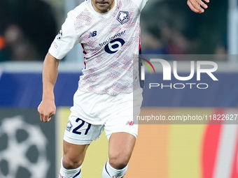 Benjamin Andre' of LOSC Lille during the UEFA Champions League 2024/25 League Phase MD5 match between Bologna FC and LOSC Lille at Stadio Re...