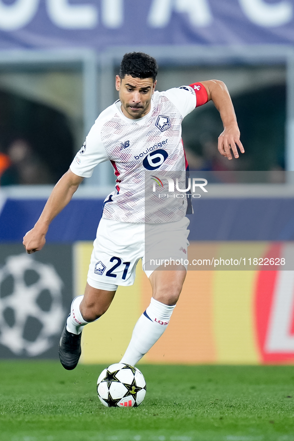 Benjamin Andre' of LOSC Lille during the UEFA Champions League 2024/25 League Phase MD5 match between Bologna FC and LOSC Lille at Stadio Re...