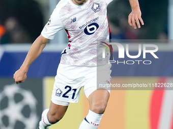 Benjamin Andre' of LOSC Lille during the UEFA Champions League 2024/25 League Phase MD5 match between Bologna FC and LOSC Lille at Stadio Re...