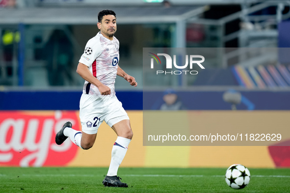 Benjamin Andre' of LOSC Lille during the UEFA Champions League 2024/25 League Phase MD5 match between Bologna FC and LOSC Lille at Stadio Re...