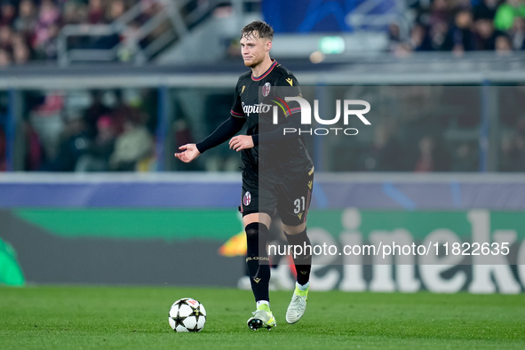 Sam Beukema of Bologna FC during the UEFA Champions League 2024/25 League Phase MD5 match between Bologna FC and LOSC Lille at Stadio Renato...