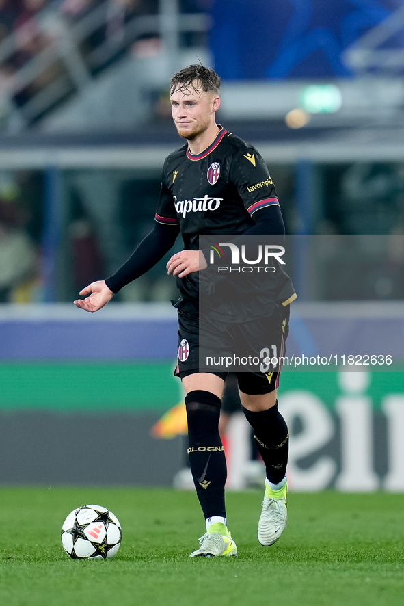 Sam Beukema of Bologna FC during the UEFA Champions League 2024/25 League Phase MD5 match between Bologna FC and LOSC Lille at Stadio Renato...