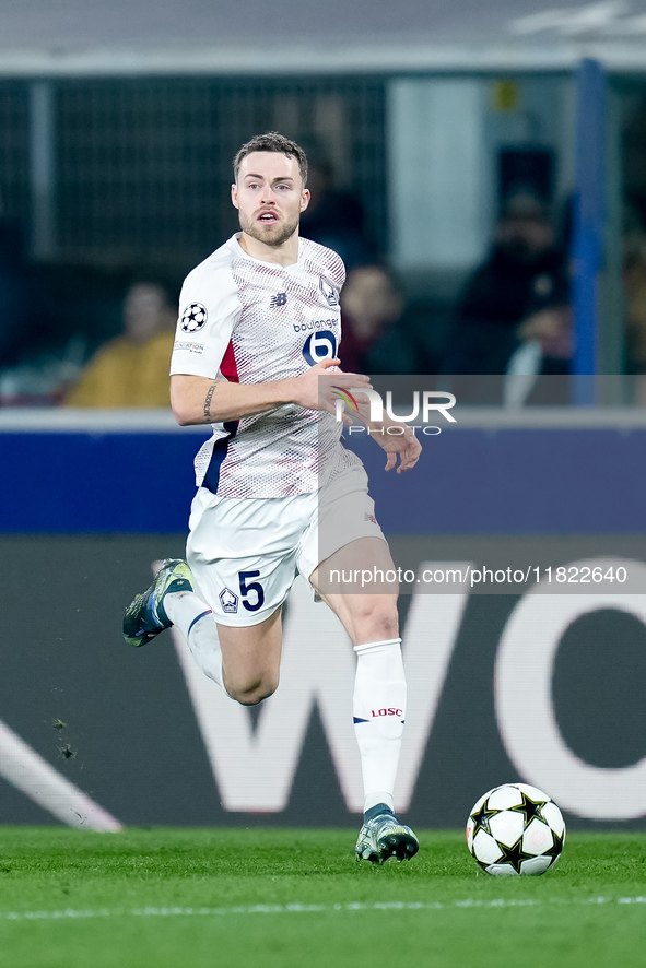 Gabriel Gudmundsson of LOSC Lille during the UEFA Champions League 2024/25 League Phase MD5 match between Bologna FC and LOSC Lille at Stadi...