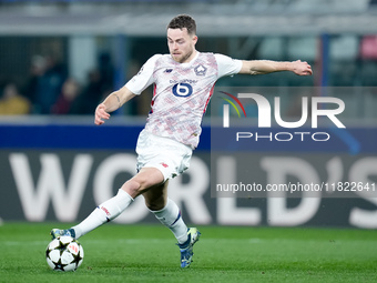 Gabriel Gudmundsson of LOSC Lille during the UEFA Champions League 2024/25 League Phase MD5 match between Bologna FC and LOSC Lille at Stadi...