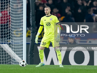 Lucas Chevalier of LOSC Lille during the UEFA Champions League 2024/25 League Phase MD5 match between Bologna FC and LOSC Lille at Stadio Re...