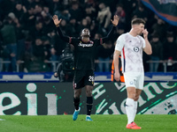 Jhon Lucumi of Bologna FC celebrates after scoring first goal during the UEFA Champions League 2024/25 League Phase MD5 match between Bologn...