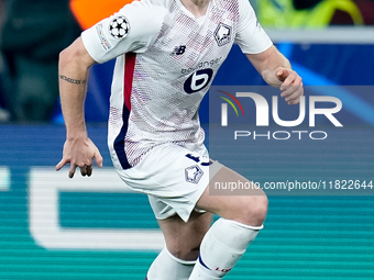 Gabriel Gudmundsson of LOSC Lille during the UEFA Champions League 2024/25 League Phase MD5 match between Bologna FC and LOSC Lille at Stadi...